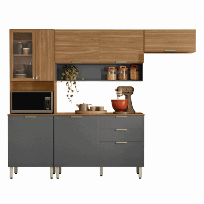 Cozinha Completa com Balcão Alba Amêndola/Grafito Prime TX – DEMÓBILE (tt) - Imagem 5