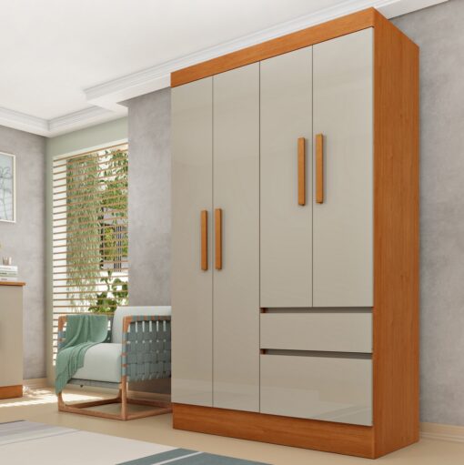 Guarda-Roupa 4 Portas Oregon 1,08 m Cinamono/Off White – TCIL (tt)