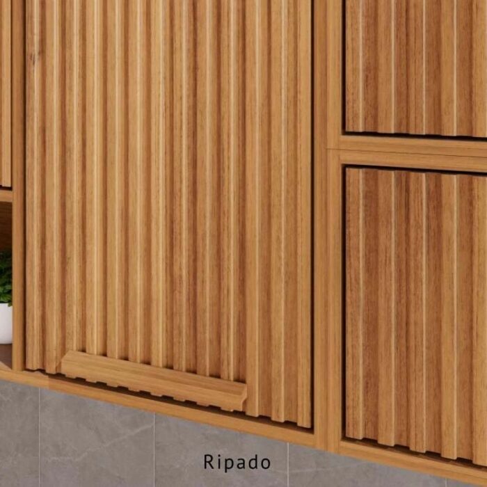 Torre Quente Flórida + Balcão Flórida 1.20m + Armário Aéreo Florida Ripado 1.20m Cinamomo/Off Sallêto  (rf) - Imagem 2