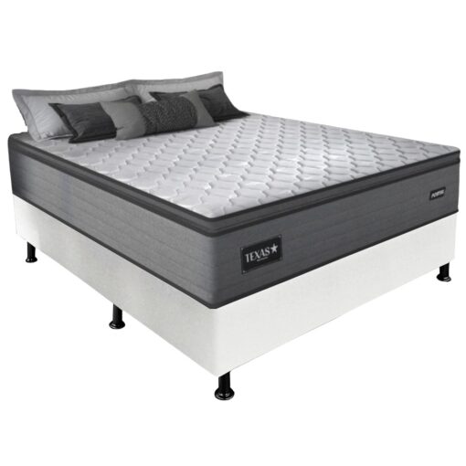 .Colchão Casal Texas D28 + Base Box Simples Corino 138x188 – GAZIN COLCHÕES + BIOSTAR (tt).