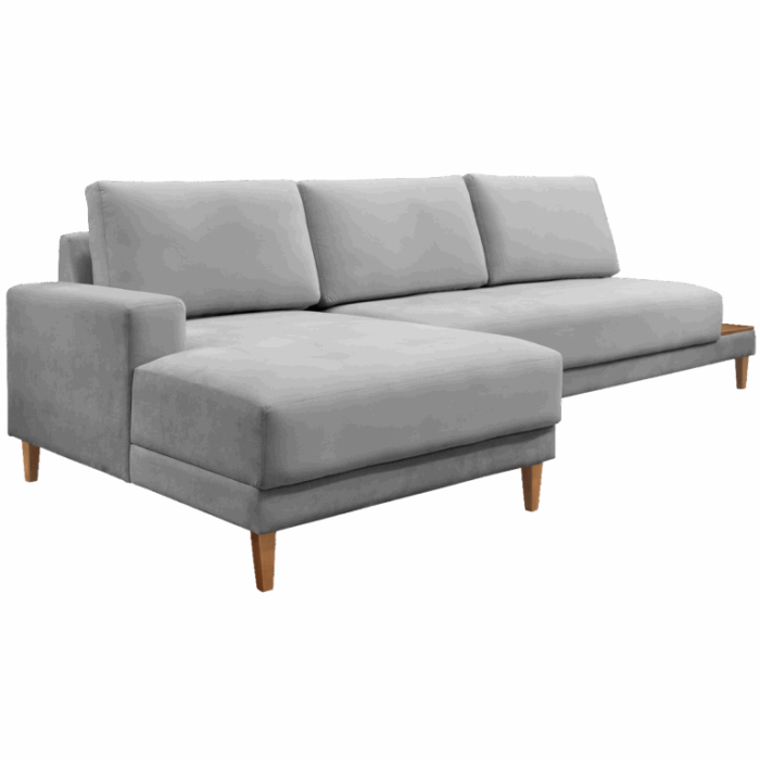 Sofá com Chaise Ref.825 2,90 m Chenile Linho Cinza Firenze – RONDOMÓVEIS (tt) - Imagem 5