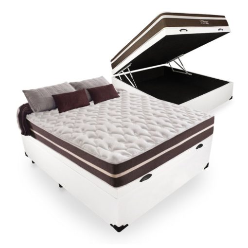 Cama Box Baú + Colchão Anjos Classic Superlastic Casal 138x188
