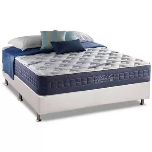 .Colchão Casal Blue Sea D28 + Base Box Simples Corino 138x188 – ANJOS COLCHÕES + BIOSTAR (tt).