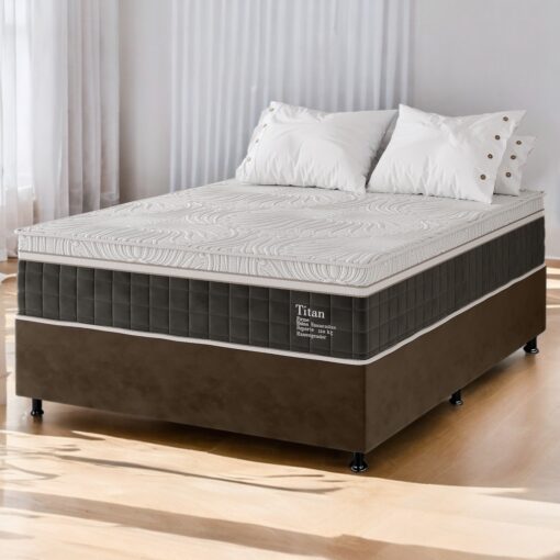 Colchão Casal Terapêutico Massageador Titan D28 + Base Box Simples Corino138x188 – VIERO MÓVEIS + BIOSTAR (tt).