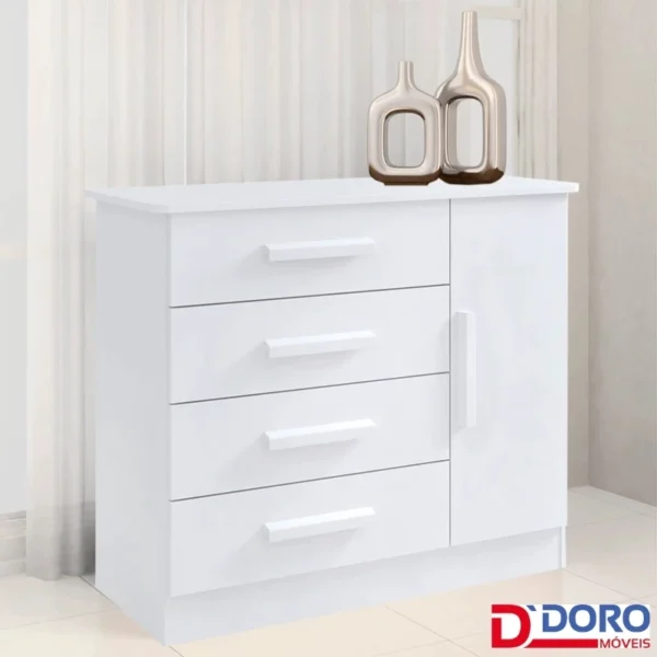Cômoda Firenze Branco 4 Gavetas e Sapateira Larg. 1.10m - D Doro (ruf)