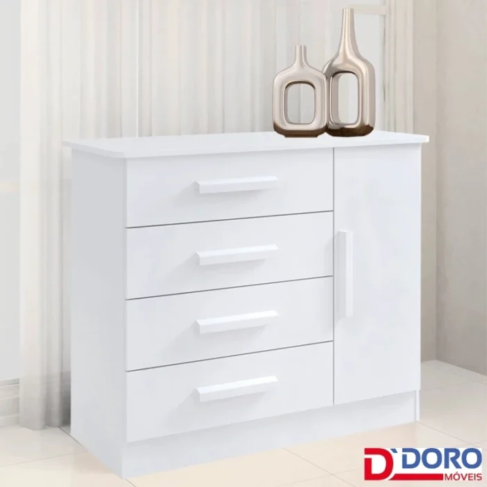 Cômoda Firenze Branco 4 Gavetas e Sapateira Larg. 1.10m - D Doro (ruf)
