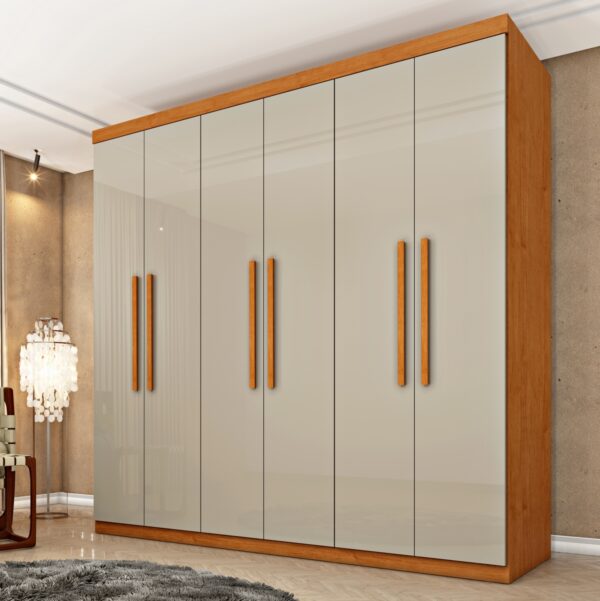 .Guarda-Roupa 6 Portas Lagos 2,19 m Cinamono/Off White – TCIL(total).