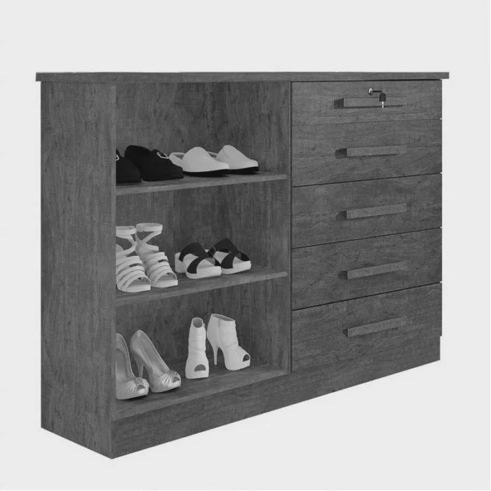 Cômoda New Athos Cinamomo/Off 5 Gavetas e Sapateira Larg. 1.36m - D Doro (ruf) - Imagem 3