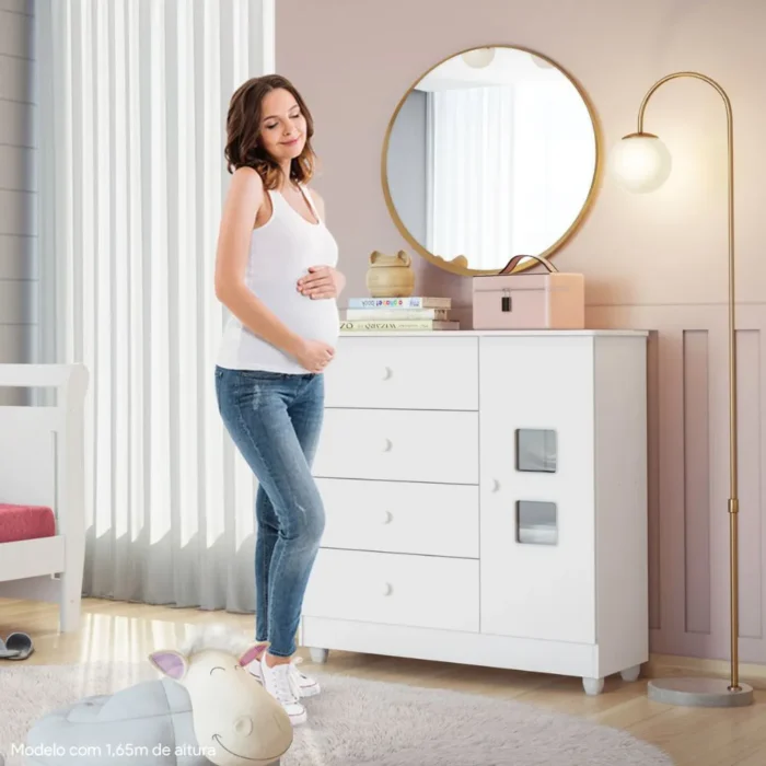Comoda de Bebe1 Porta 4 Gavetas Life Tigus Baby (pr) - Imagem 6