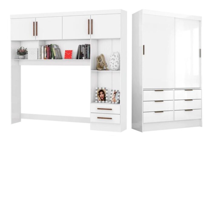 Modulado 4 Portas + Guarda-Roupa 2 Portas Sevilha(Sem espelho) Branco – CARIOCA MÓVEIS (tt) - Imagem 8