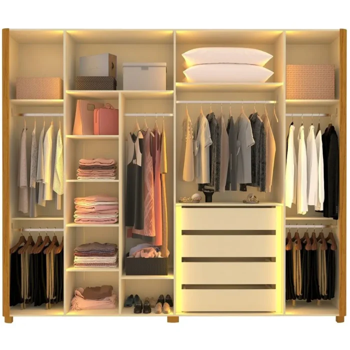 .Roupeiro Innova 6 Portas de Vidro Reflecta com LED 2.50m 100%MDF C/ Pes(rn). - Imagem 3