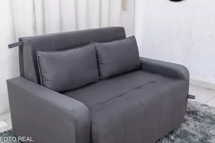 Sofá Cama Amora New Larg. 1.37m Veludinho Cinza 250 (rn) - Imagem 5