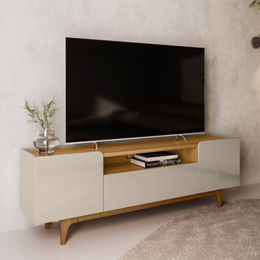 Rack até 75″ Orlando Tauari/Off White Brilho – LINEA BRASIL (tt)