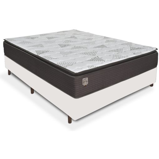 .Colchão Casal D26 Ravena + Base Box Simples Corino Branco 138x188 – UMAFLEX + BIOSTAR (tt).