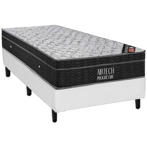 Colchão Solteiro Airtech Progressive + Base Box Simples Corino – ORTOBOM + BIOSTAR (tt)
