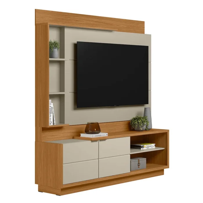 Estante Home 180cm para TV Atlanta Linea Brasil - Nature/Off White (rn) - Imagem 5