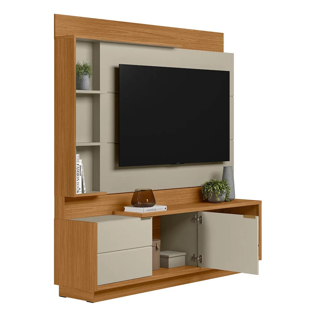 Estante Home 180cm para TV Atlanta Linea Brasil - Nature/Off White (rn) - Imagem 6