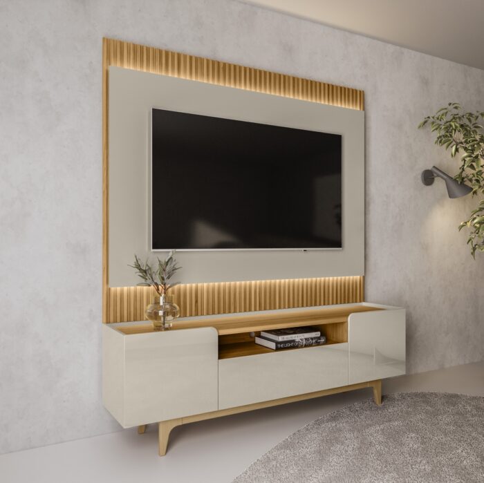 Painel até 70″ São Paulo 1.8 + Rack Orlando Tauari/Off White – LINEA BRASIL (tt)