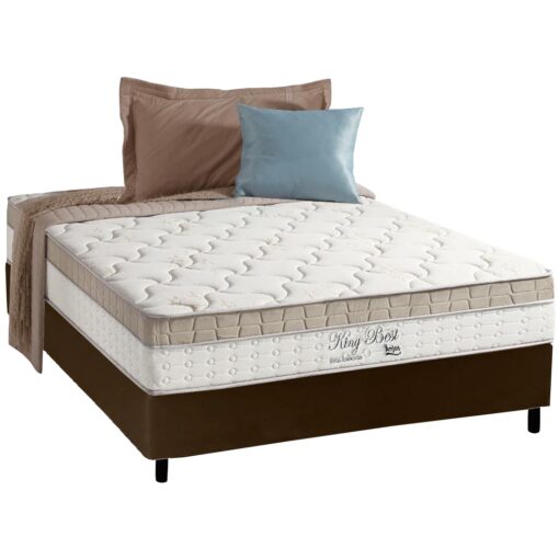 Colchão Casal King Best D28 + Base Box Simples Corino  138X188 – ANJOS COLCHÕES + BIOSTAR (TT).