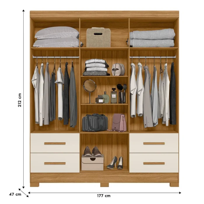Guarda Roupa Casal 7 Portas 4 Gavetas com Espelho Londres - Moval (rn) - Imagem 3