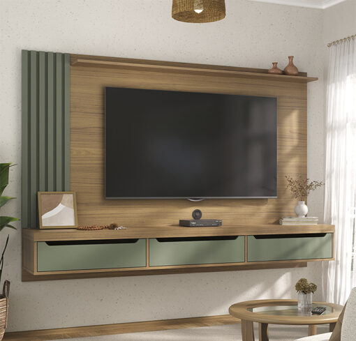 Painel até 75″ Presence Carvalho/Menta – ARTELY (tt)