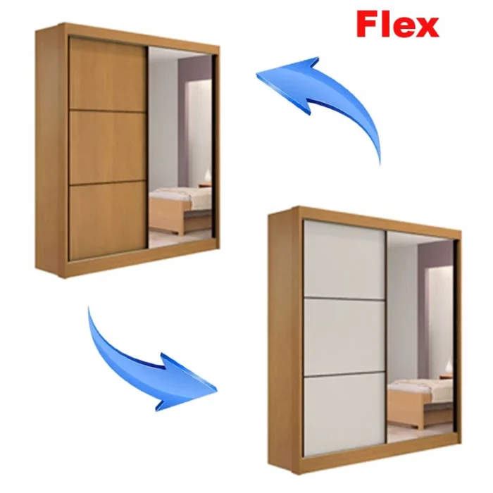 Roupeiro Atenas Cinamomo/Off 2 Portas C/ 1 Espelho 100% MDF Portas Flex Larg. 1.85m - D Doro (rf) - Imagem 2