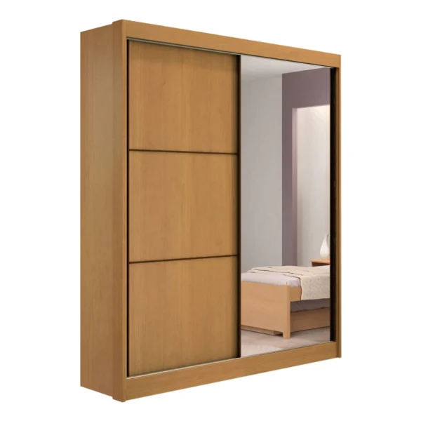 Roupeiro Atenas Cinamomo/Off 2 Portas C/ 1 Espelho 100% MDF Portas Flex Larg. 1.85m - D Doro (rf)