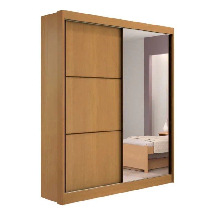 Roupeiro Atenas Cinamomo/Off 2 Portas C/ 1 Espelho 100% MDF Portas Flex Larg. 1.85m - D Doro (rf)