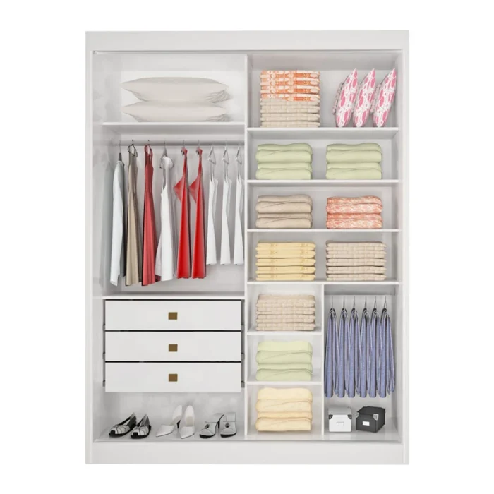 Roupeiro Atenas Cinamomo/Off 2 Portas C/ 1 Espelho 100% MDF Portas Flex Larg. 1.85m - D Doro (rf) - Imagem 4