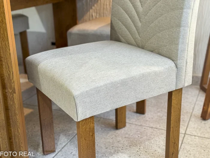 .Mesa Jantar Cancun 120×90 4 Cadeiras Linho Bege 178 Cel Móveis(ruffer). - Imagem 5