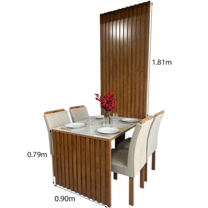 .Mesa Jantar Cancun 120×90 4 Cadeiras Linho Bege 178 Cel Móveis(ruffer). - Imagem 6