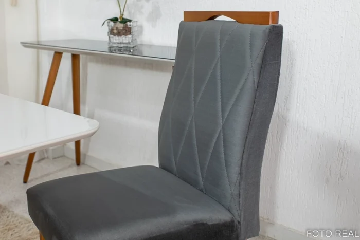.Mesa de Jantar Pedro Mel Vidro Off 160×80 6 Cadeiras Lisboa Veludo Marrom 509 Madeira Maciça Art Assento - Entregue Montada(ruffer). - Imagem 10