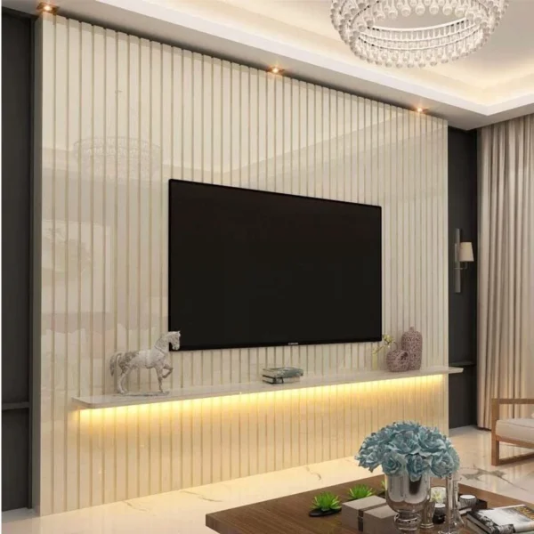 Painel Nobre Off Ripado 100% MDF C/ Led TV até 85 Larg. 2.30m - Gelius (rf)