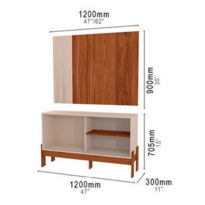 Rack e Painel Wood Pérola Metalizada-Cinamomo Mel Larg. 1.20m - Mobler (rf) - Imagem 2