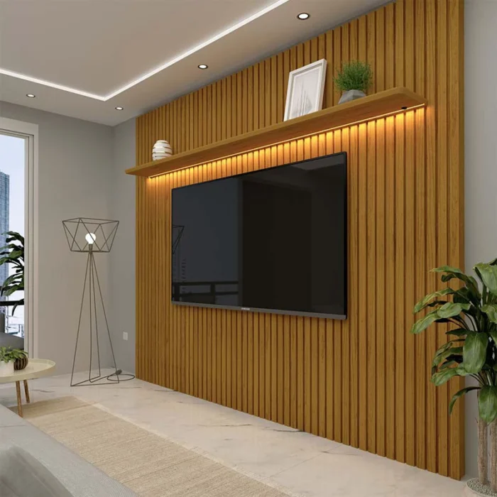 Painel Nobre Off Ripado 100% MDF C/ Led TV até 85 Larg. 2.30m - Gelius (rf) - Imagem 4