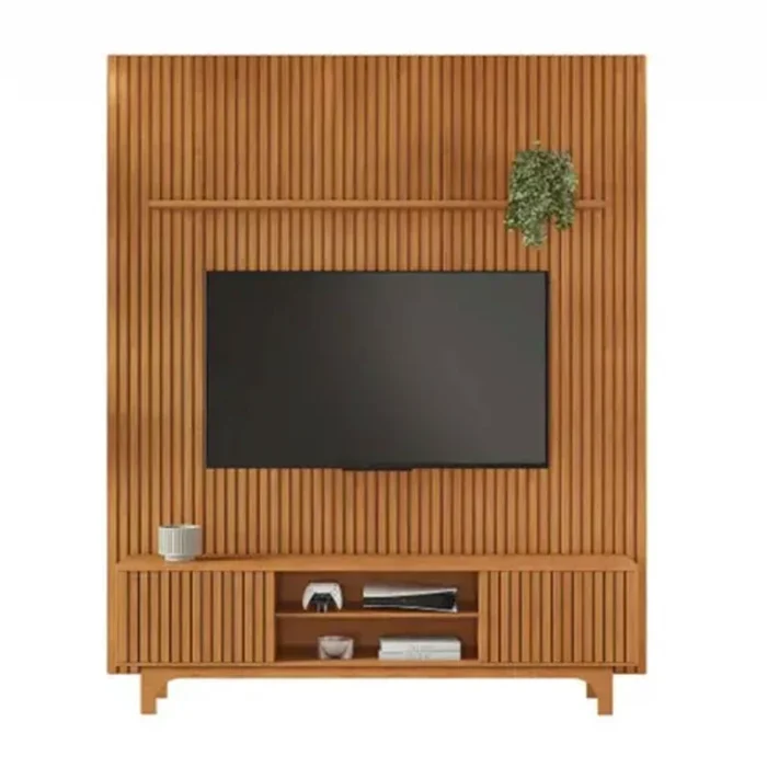 Rack Triunfo Cinamomo Larg. 2.00m + Painel Riso Cinamomo Ripado TV até 75 Polegadas Larg. 2.07m - JCM (rf) - Imagem 4