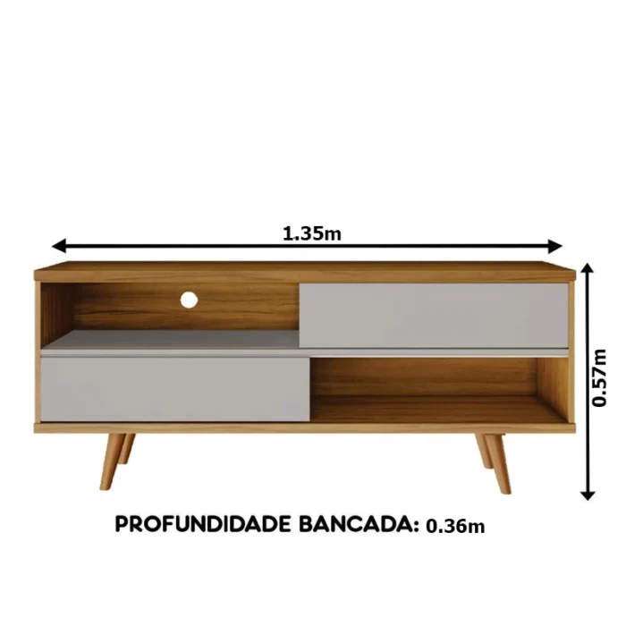 Rack Bancada NT 1180  TV até 50 Polegadas Larg.1.35m - Notável (rf) - Imagem 4