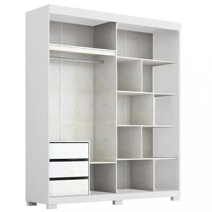 Roupeiro Heloisa Nature/Off 2 Portas C/ 1 Espelho e Pés 100% MDF Larg. 1.80m - ACP (rf) - Imagem 2
