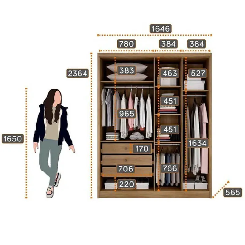 Guarda-roupa Moderni Plus 100% MDF 4 Portas 3 Gavetas Larg. 1.645m (rn) - Imagem 5