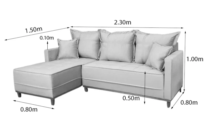 Sofá 3 Lug. Milão C/Chaise Lado Direito Veludo Marrom 815 Larg. 2.30m - Molas Ensacadas-rufer - Imagem 2