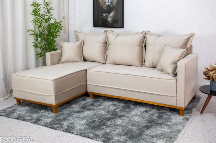 Sofá 3 Lug. Milão C/Chaise Lado Direito Veludo Marrom 815 Larg. 2.30m - Molas Ensacadas-rufer - Imagem 11
