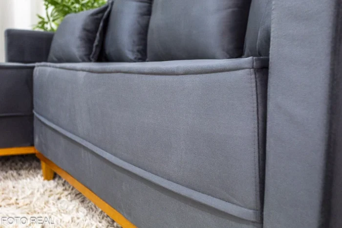 Sofá 3 Lug. Milão C/Chaise Lado Direito Veludo Marrom 815 Larg. 2.30m - Molas Ensacadas-rufer - Imagem 6