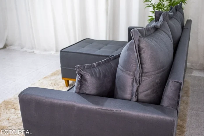 Sofá 3 Lug. Milão C/Chaise Lado Direito Veludo Marrom 815 Larg. 2.30m - Molas Ensacadas-rufer - Imagem 8