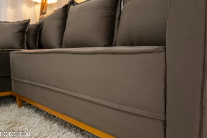 Sofá 3 Lug. Milão C/Chaise Lado Direito Veludo Marrom 815 Larg. 2.30m - Molas Ensacadas-rufer - Imagem 19