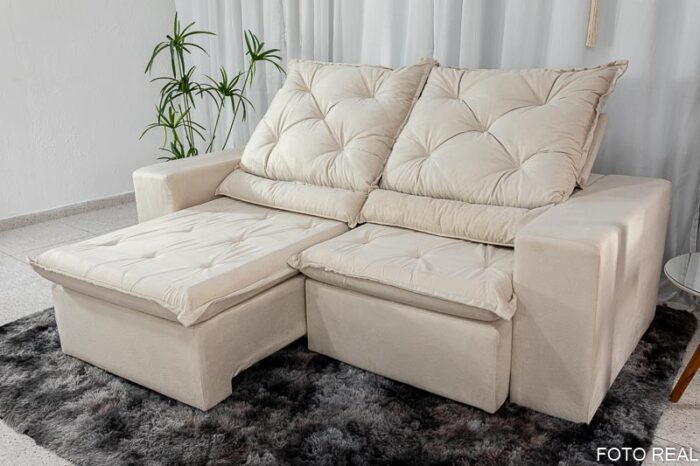 Sofá Elegance 4 Lugares Retrátil e Reclinável com Tecido Veludo de 230cm (pr) - Imagem 2