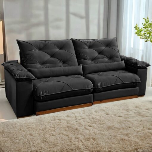 Sofá Retrátil e Reclinável Gran Paladium (Pillow) 2,50 m Veludo – IMPÉRIO DECOR (tt)