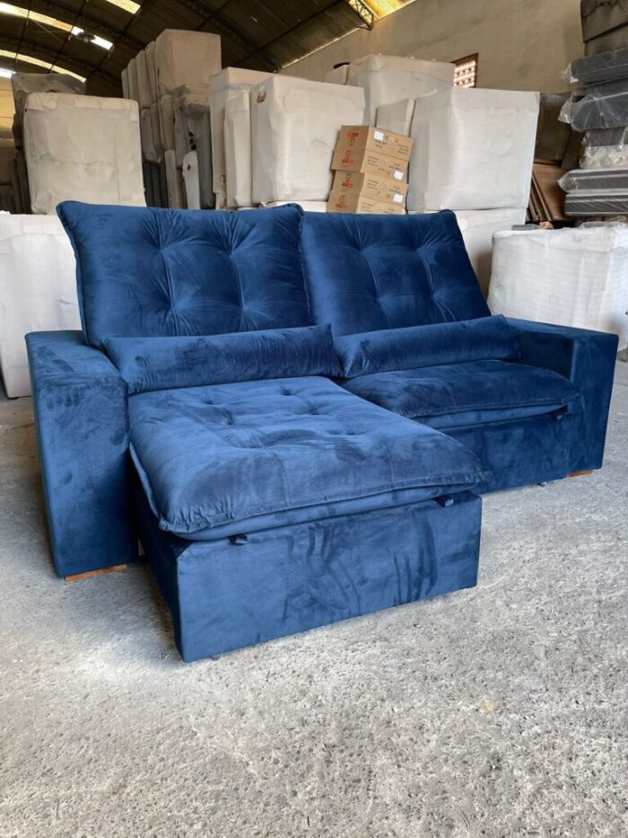 Sofá Retrátil e Reclinável Malu 2,50 m Azul – D’VITRINE ESTOFADOS (tt) - Imagem 2