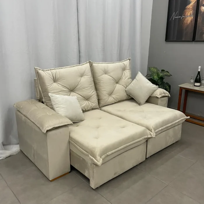 Sofá Porto Madero 4 Lugares Retrátil e Reclinável 230cm Tecido Veludo Imperial Decor (tt-pr) - Imagem 3
