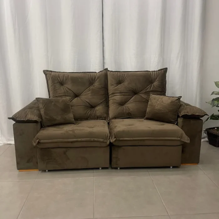 Sofá Porto Madero 4 Lugares Retrátil e Reclinável 230cm Tecido Veludo Imperial Decor (tt-pr) - Imagem 4