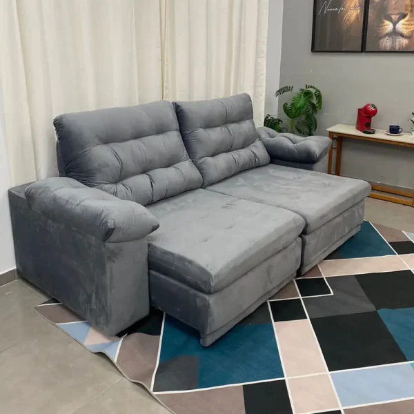 Sofá Alemanha 4 Lugares Retrátil e Reclinável 225cm Tecido Veludo Flash (pr)